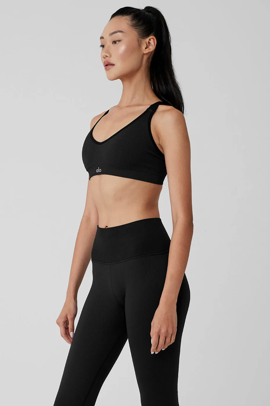 SEAMLESS RIBBED FAVORITE BRA  BLACK