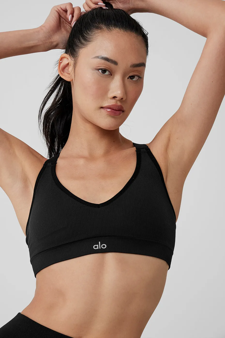 SEAMLESS RIBBED FAVORITE BRA  BLACK