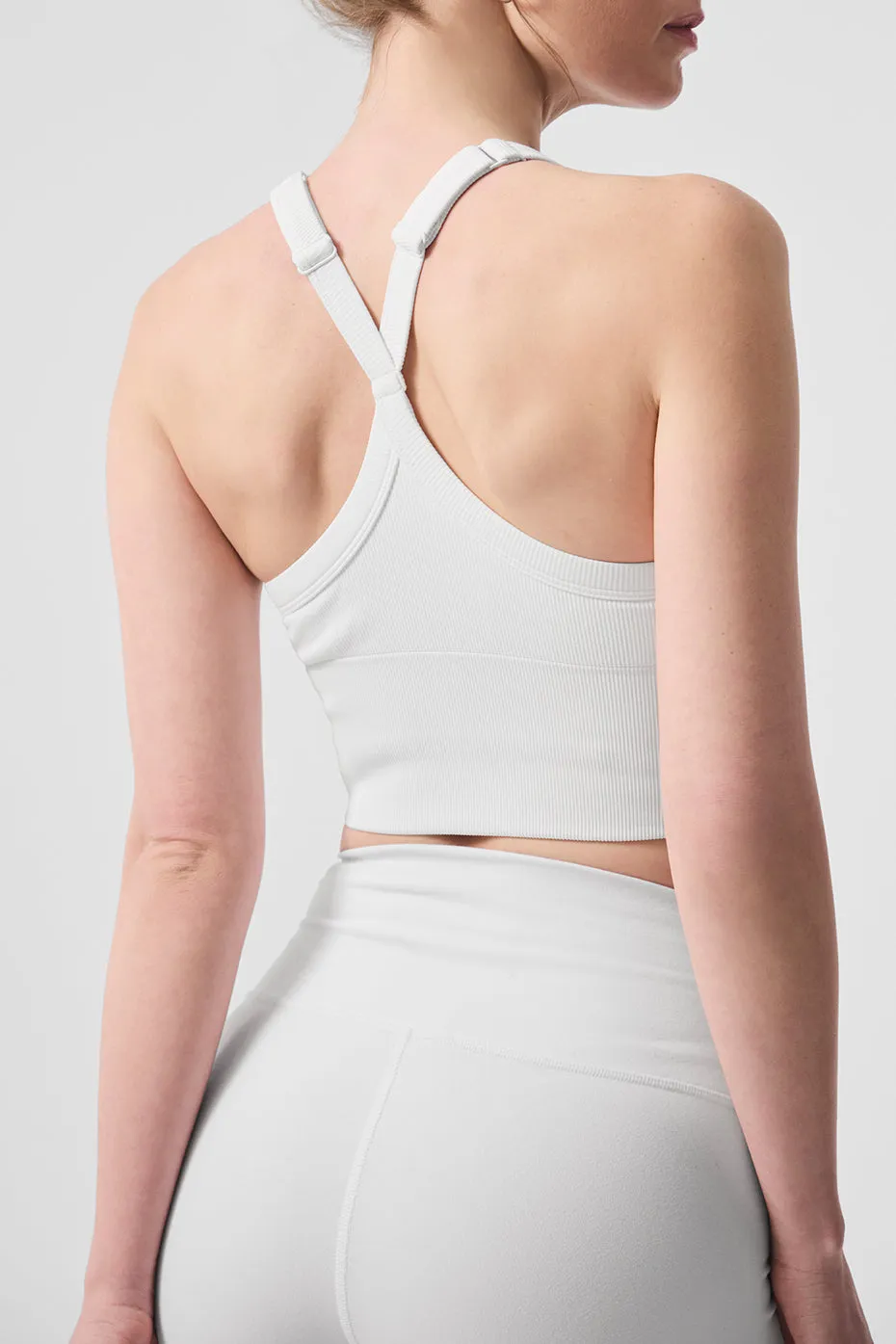 SEAMLESS RIBBED FAVORITE BRA TANK  WHITE