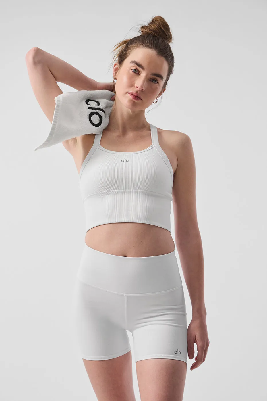 SEAMLESS RIBBED FAVORITE BRA TANK  WHITE