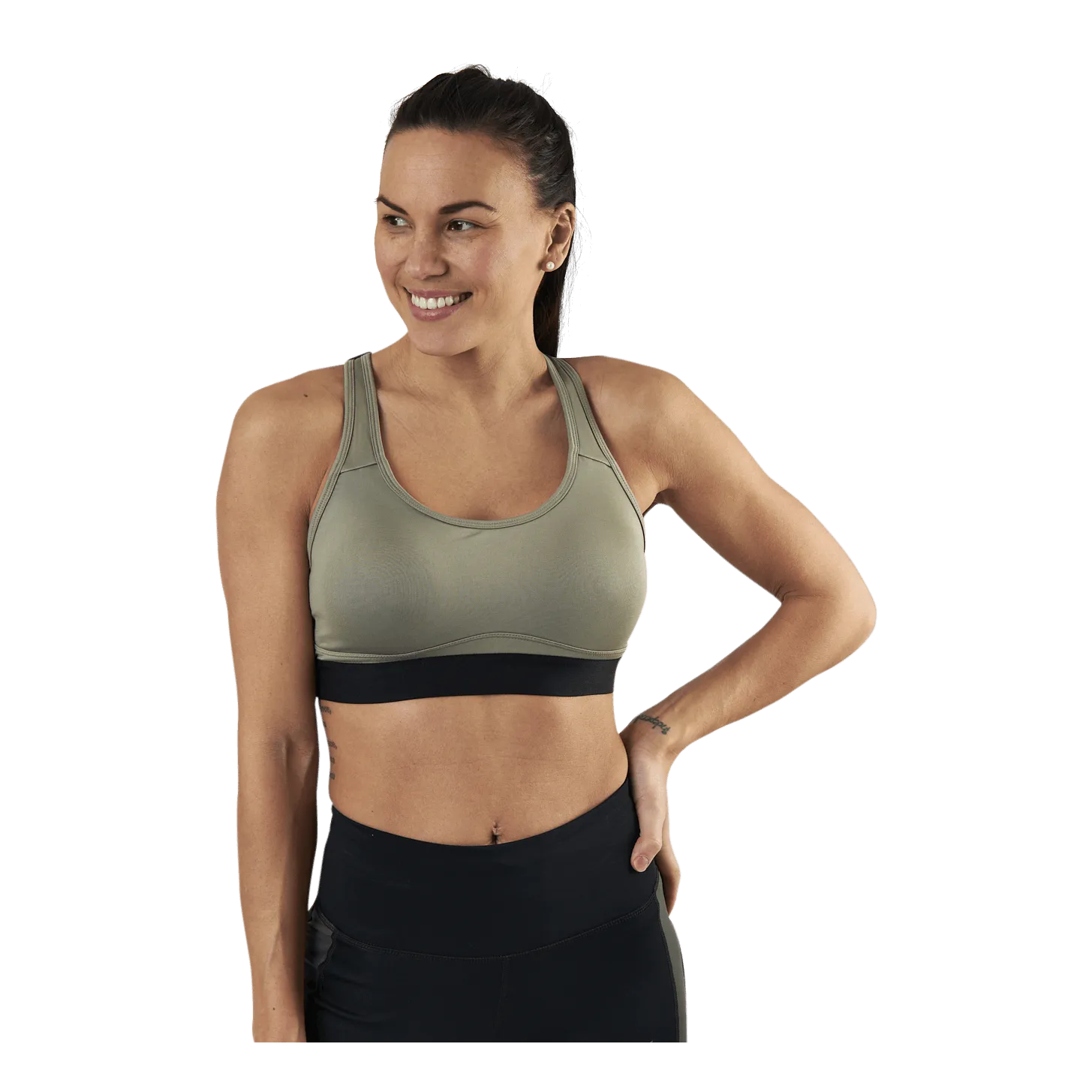 Stay In Place Padded Crossback Bra Green
