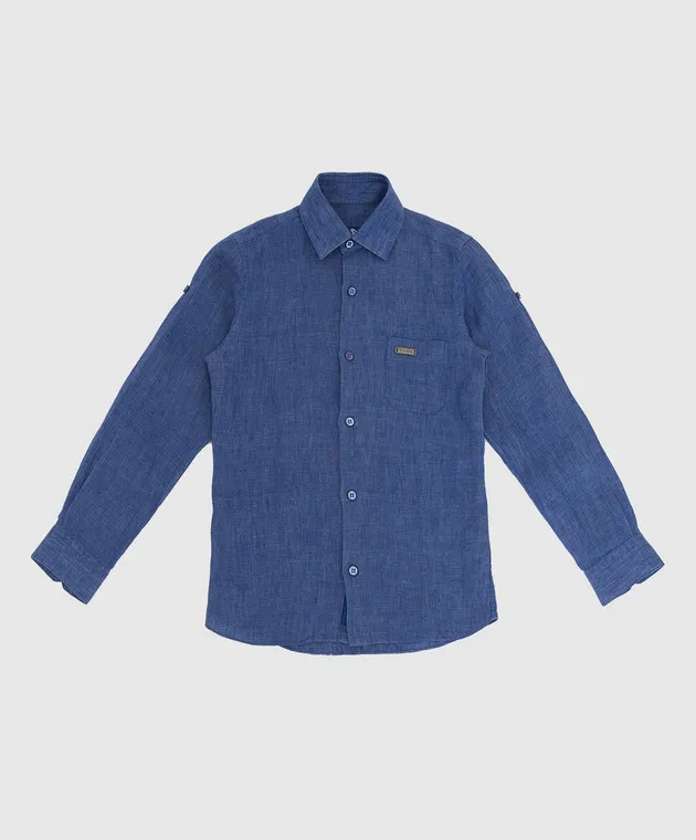 Stefano Ricci Children's blue linen shirt