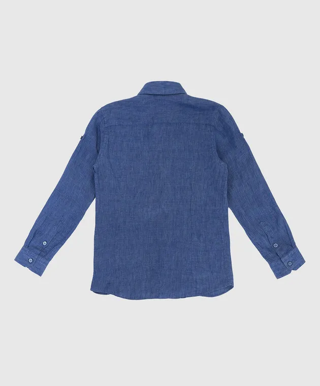 Stefano Ricci Children's blue linen shirt