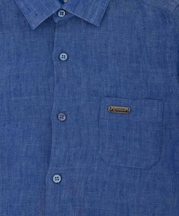Stefano Ricci Children's blue linen shirt