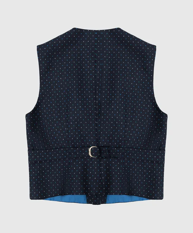 Stefano Ricci Navy blue patterned wool vest