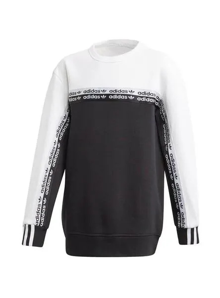 sudadera adidas crew negro blanco para niño