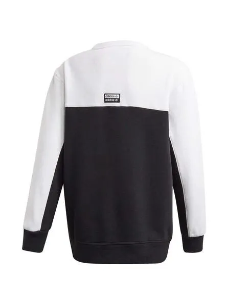sudadera adidas crew negro blanco para niño