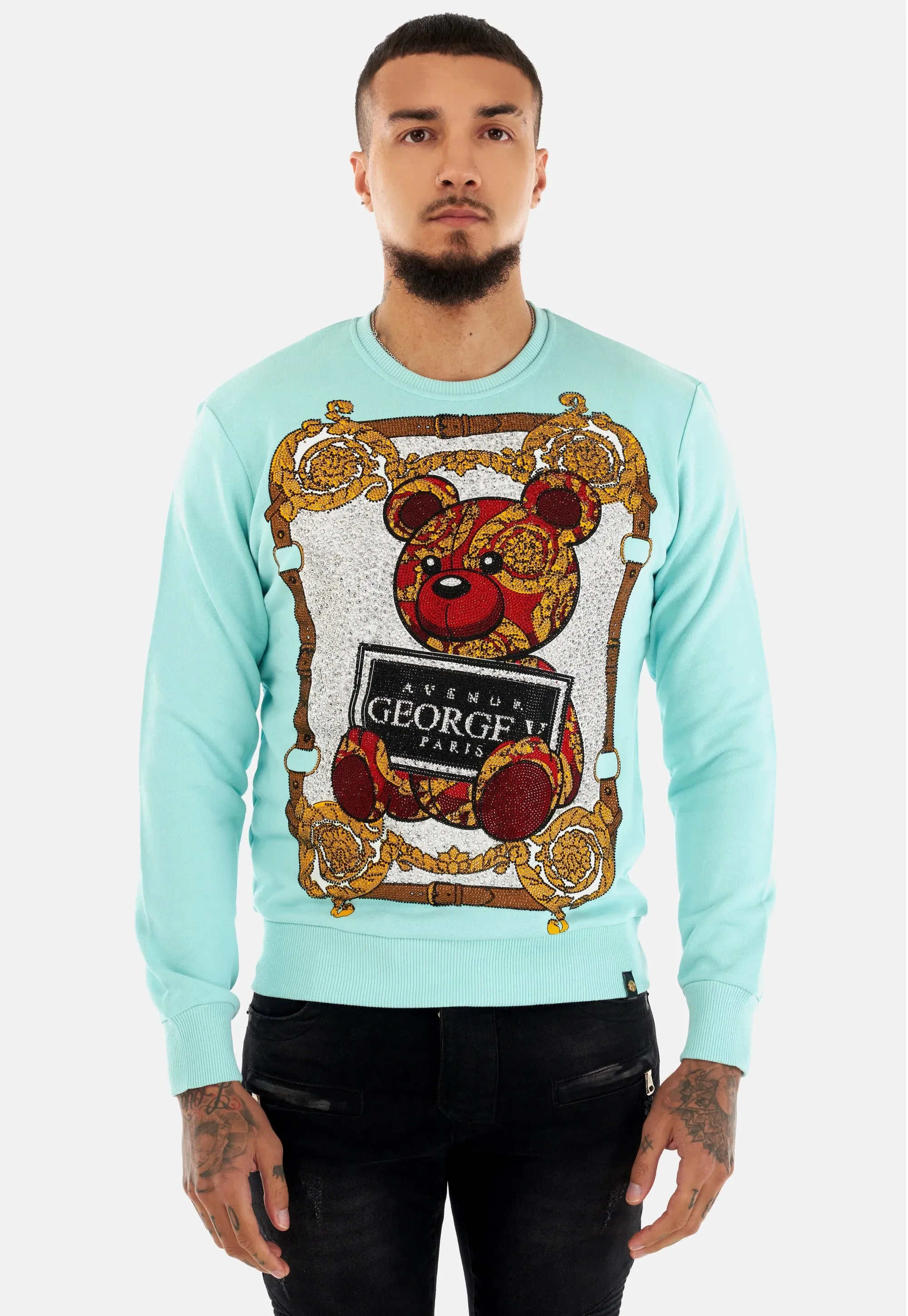SUDADERA GEORGE V  GV2324 BABY BLUE/RED