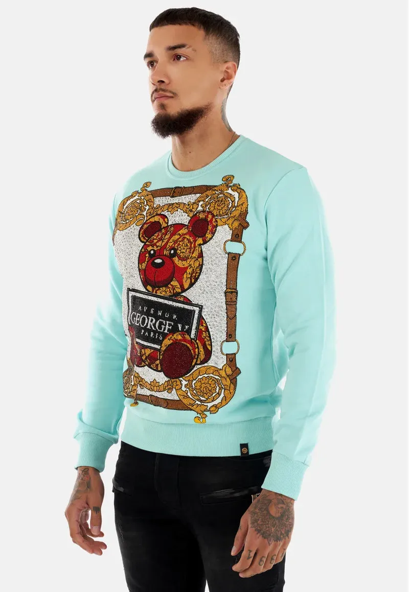 SUDADERA GEORGE V  GV2324 BABY BLUE/RED