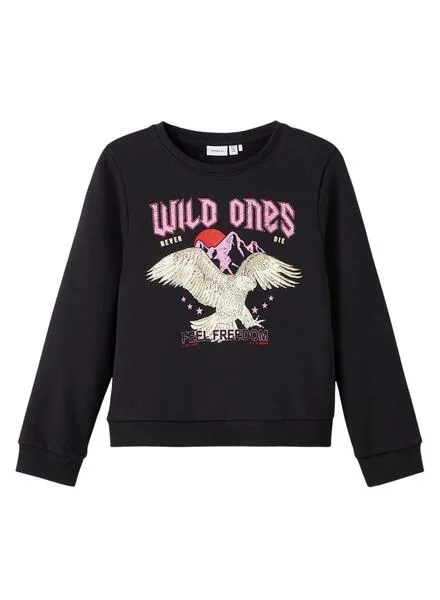 Sudadera Name It Wild Negra Para Niña