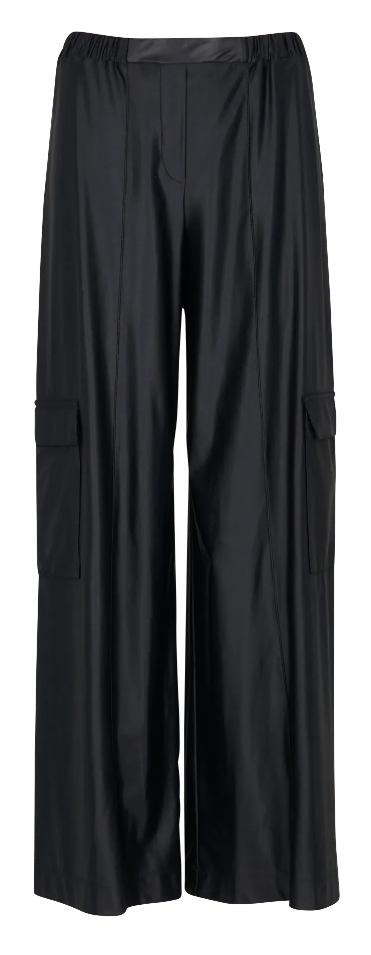 TESEO  PANTALóN RECTO SATINADO EN NEGRO