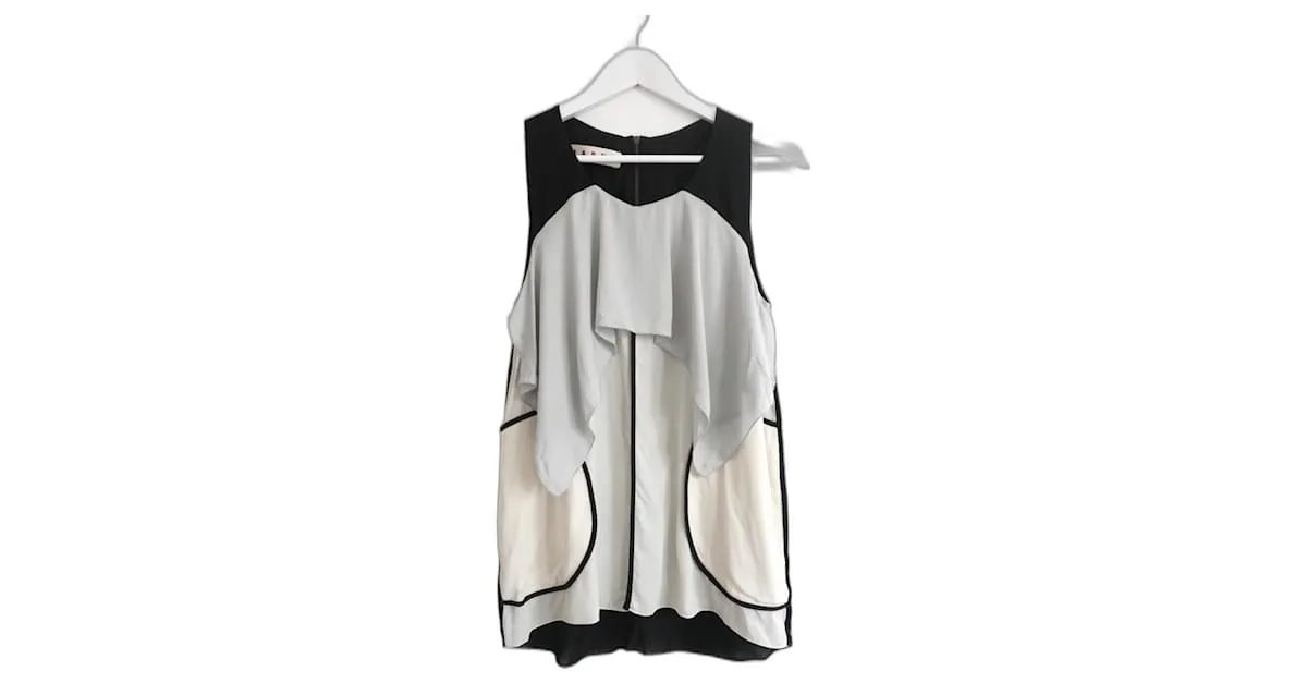 Top con volantes y paneles de Marni Negro Gris Crudo 