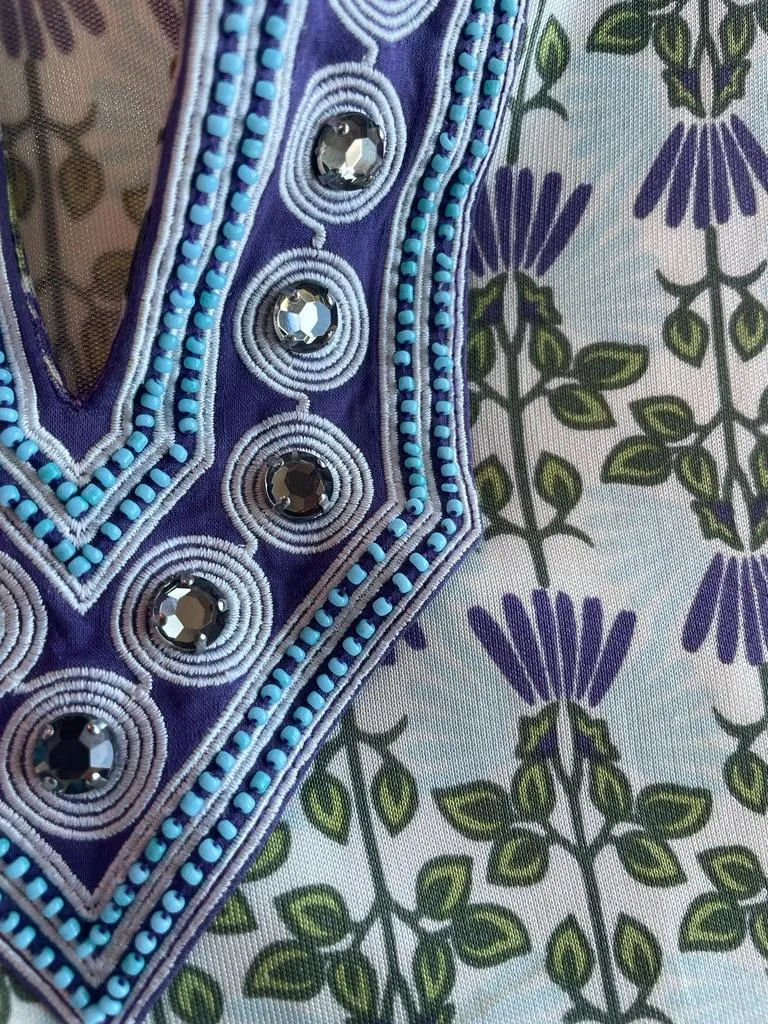 TORY BURCH Vestido Seda Multicolor con Aplicaciones