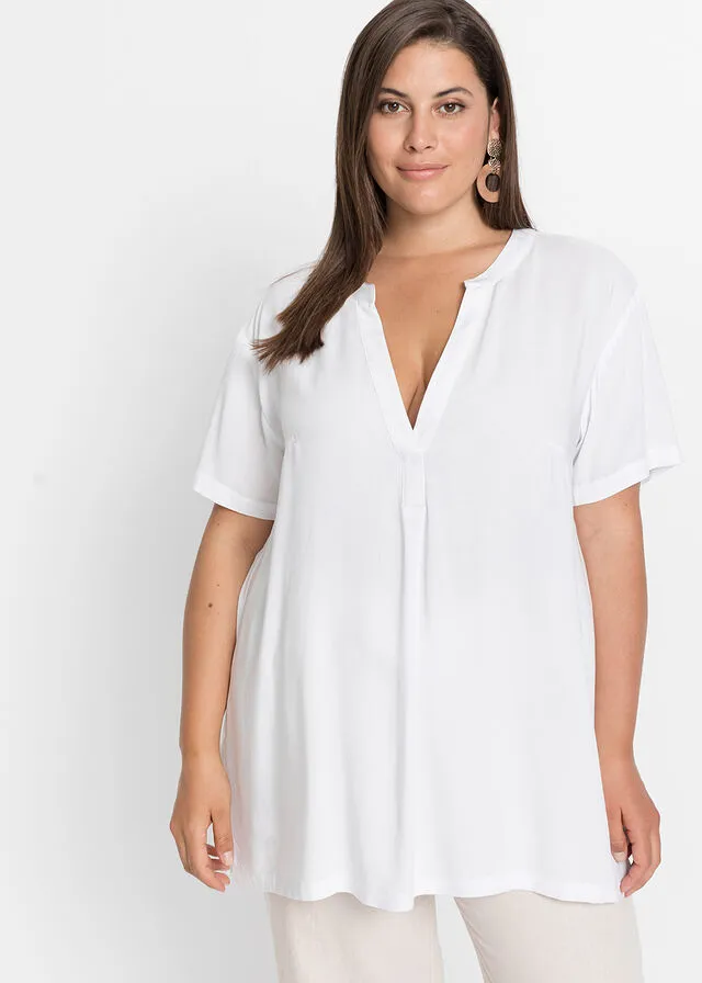 Túnica larga de viscosa sostenible Blanco