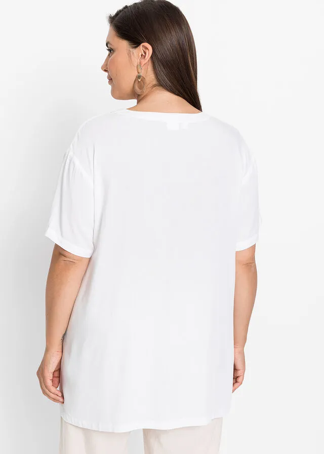 Túnica larga de viscosa sostenible Blanco