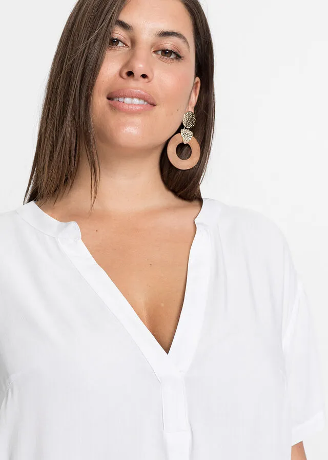 Túnica larga de viscosa sostenible Blanco