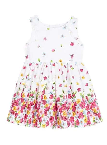 vestido mayoral flores blanco para niña