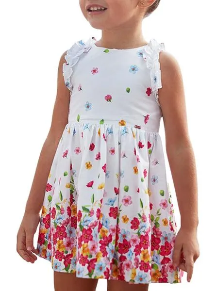 vestido mayoral flores blanco para niña