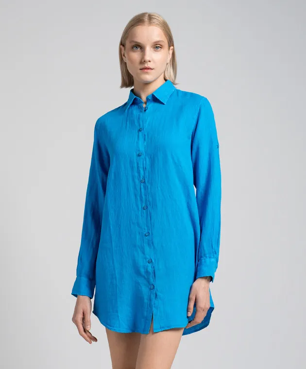Vilebrequin Blue Fragance linen shirt dress