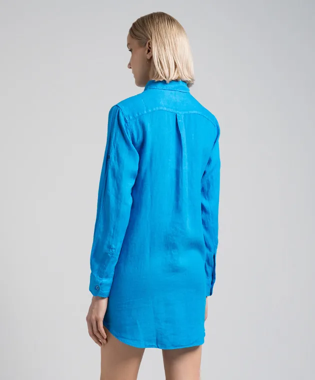Vilebrequin Blue Fragance linen shirt dress
