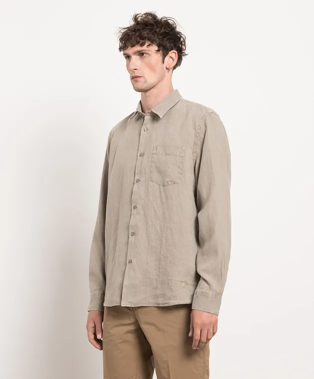 Vilebrequin Caroubis khaki linen shirt