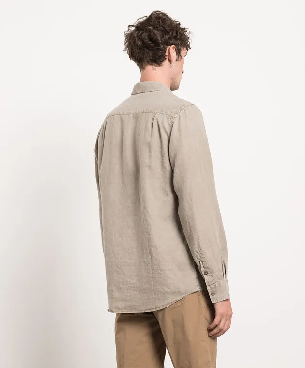 Vilebrequin Caroubis khaki linen shirt