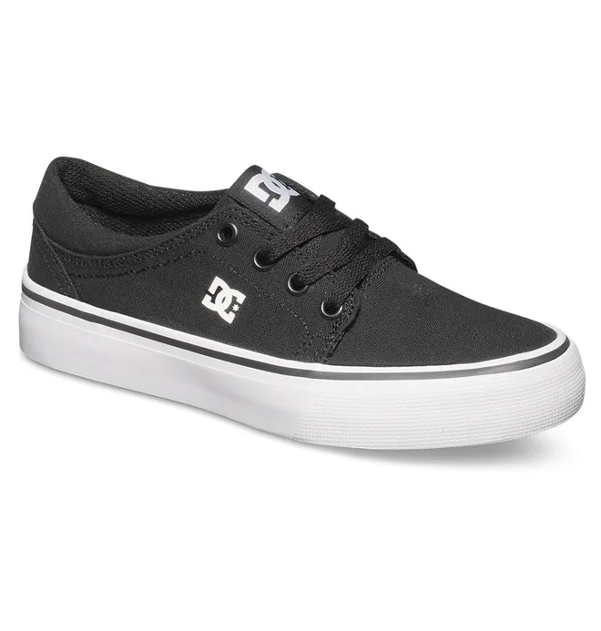 Zapatillas DC SHOES para niño TRASE TX BLACK/WHITE (BKW) Ref. ADBS300251 negra suela blanca