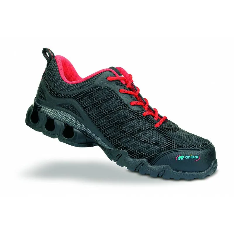 Zapato de seguridad deportivo negro corte inyectado de PU sobre base textil S1P